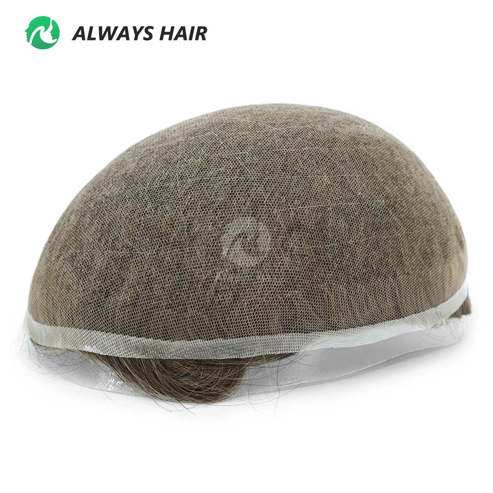 64 Colors Euor - Touch Indian Hair French Lace Men's Toupee 100 Density Prosthesis Hair Full Lace Man Hair System