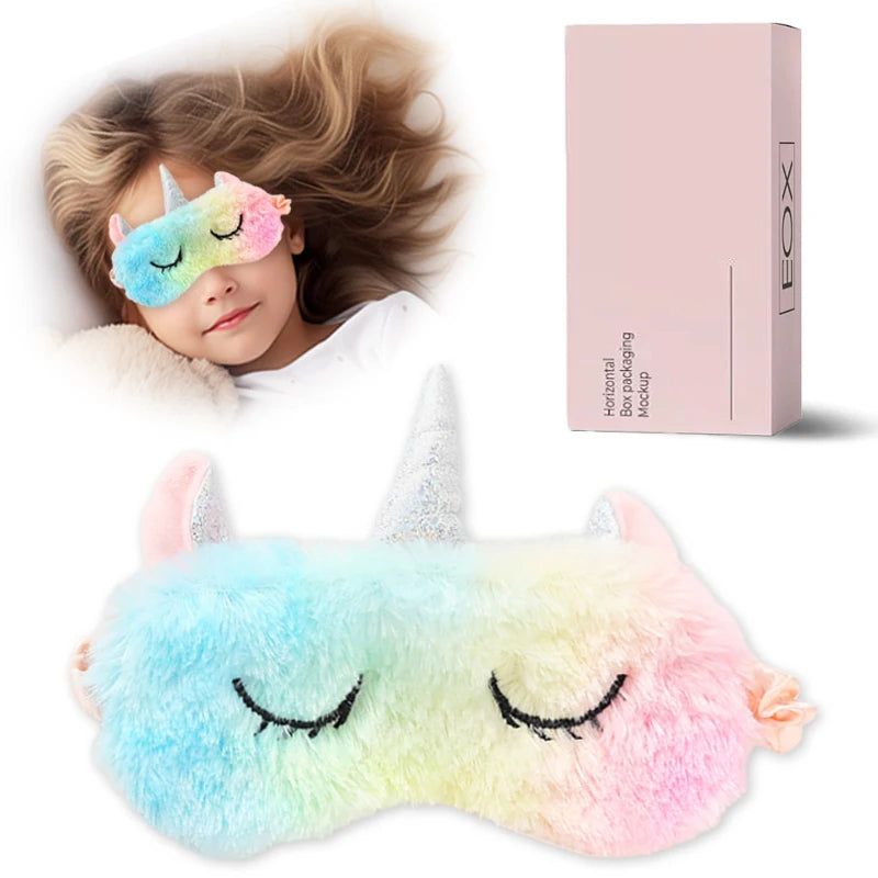 Best Selling Fluffy Kids Sleep Mask Fur Colorful Blindfold Eye Covers Lovely Cute Kids Sleep Masks