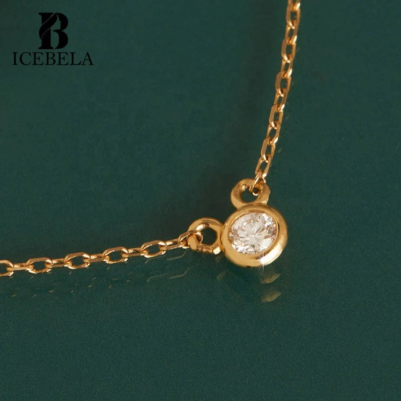 925 Sterling Silver Diamond Bezel Necklace Fine Jewelry Korean Minimalist Zircon 18k Gold Plated Pendant Necklaces for Women