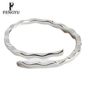 Fine Plain Minimalist Irregular Waves Rings for Women 925 Sterling Silver Fashion Girls Adjustable Ring Custom Jewelry Wholesale