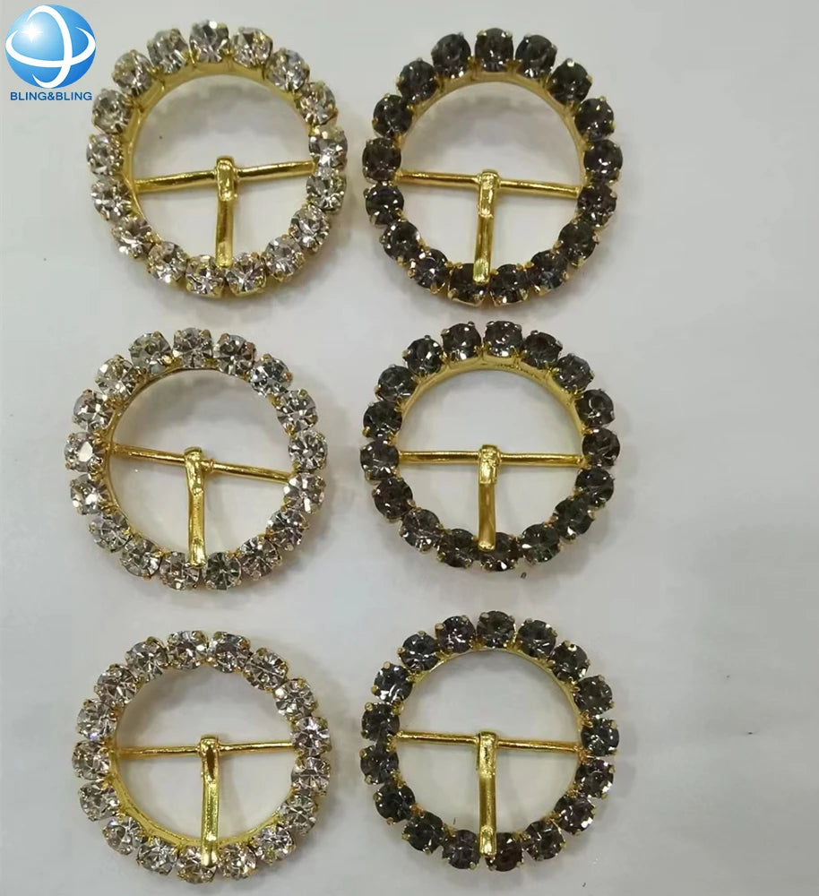 Diamante Crystal Rhinestone Round Adjustable Slide Tri Glide Pin Buckle Inner 30mm Belt Slider Ribbon Shoe Buckle Ornament