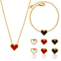 Heart Shaped Acrylic Natural Shell Necklace Bracelet Earring Stainless Steel Fashion Jewelry Sets for Women
