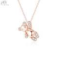 New Arrival Women Necklace Lovely Bear 14K Soild Rose Gold Real Natural Diamond Pendant Necklace Chain for Women