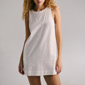 Women's Customized Backless Solid Color Cotton Linen Top Natural Style Mini Casual Dress