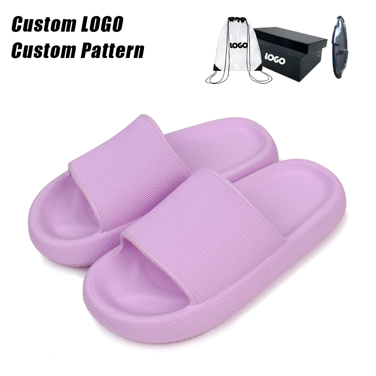 Logo Printed Anti-Slip EVA for Slippers Soft Open Toe Bedroom for Slippers Cloud Slide Design Breathable Comfortable for Spring