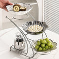 Luxury Ceramic Cake Stands for Cake and Fruit 3 Tier White Silver-plated Serving Tray for Wedding Restaurant