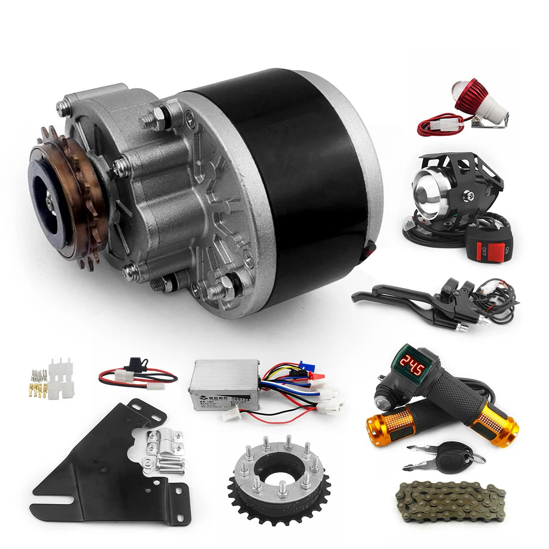 DIY Brush Gear Dc 36V 250W 16 20 26 Inch Fat Front Wheel Electric Bicycle Motor Kit for Electric Bike