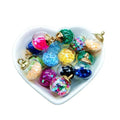 DIY Christmas Decorative Accessories Colored Star Round Glass Ball Pendant Handmade Bracelet Earrings Necklace Making Charm Ball