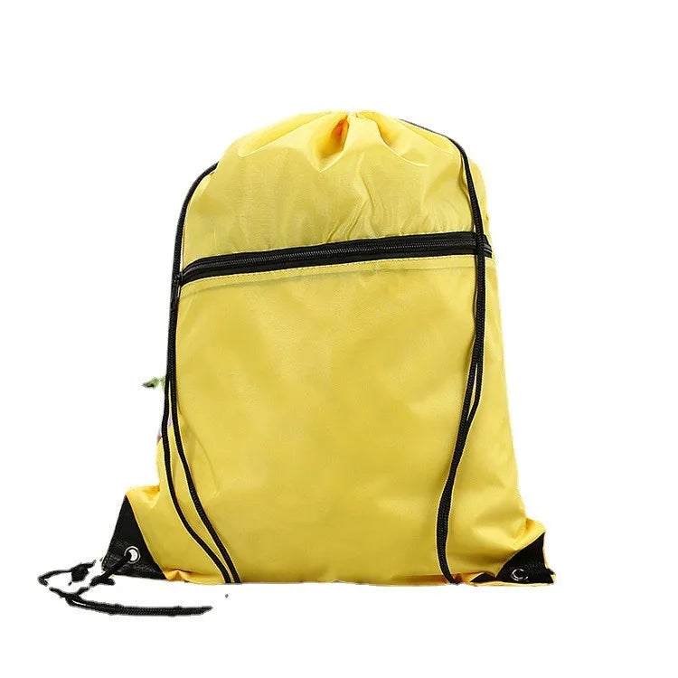 Polyester Drawstring Backpack Waterproof Bulk Storage Shoe Bags Hiking Gym Traveling Runners Zipper Pocket Custom Logo Custom