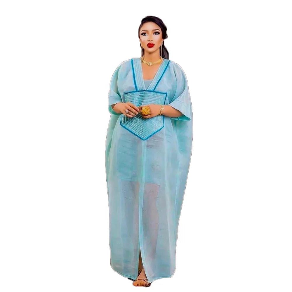 2023 New African Kitenge Dress Designs Pictures Womens Mesh Gauze African Dresses Two Piece African Dress on Sale for Women Tank