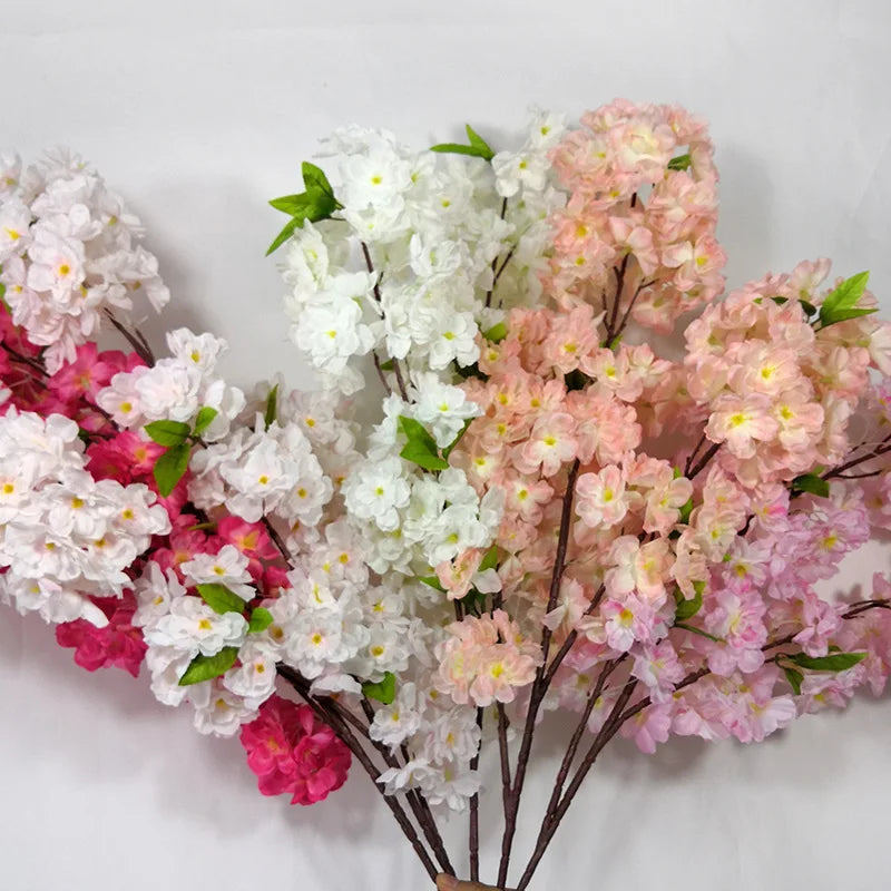 YOPIN-1153 Light Pink Artificial Silk White Dense Sakura Cherry Blossom Flower Branches