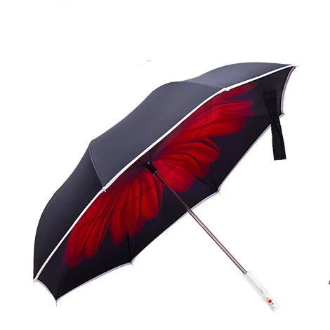 Windproof Double Layer Custom LED Umbrella with Manual Control Fiberglass Frame 102cm Open Diameter