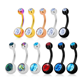 Wholesale G23 ASTM F136 Titanium Piercing Belly Ring Zircon Inlay Punk Style Shiny Piercings Jewelry