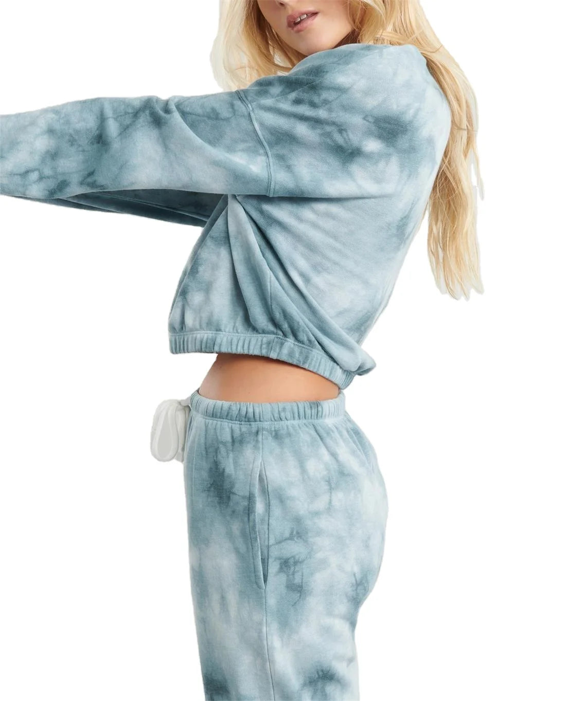 2 Piece Hoodie Set Women Cropped Tracksuitwholesale Women Cotton Jogger Tie Dye Sweatsuit