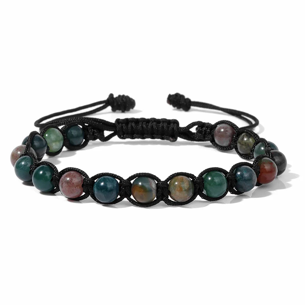 Boho Style 6mm Natural Druzy Crystal Stone Beaded for Bracelet Round Hand Woven String Adjustable Charm for Trendy Party Gift