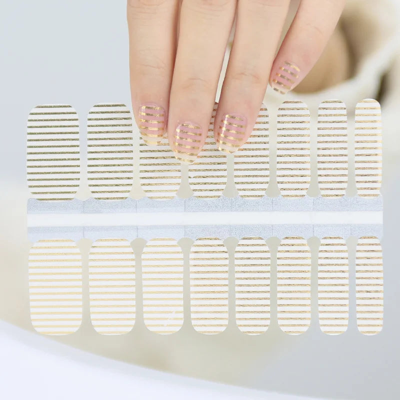 Huizi High Quality Metallic Nail Stickers Factory Sale Waterproof Nail Gel Polish Strips