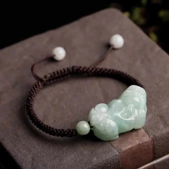 New Style Jadeite Pi Xiu Adjustable Hand Rope Red Lucky Rope String Men's Women's Pixiu Bracelet