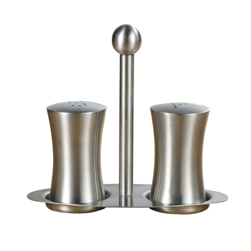 Stainless Steel Salt and Pepper Shaker Set With Tray Condiment Shakers Spice Dispenser Kitchen Accessories Salt Shaker Spice Jar