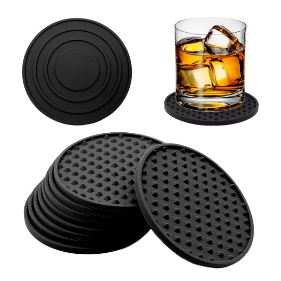 Lifetop Silicone Coasters 6 Pack with Holder Drink Coasters Set for Hot & Cold at Bar DeskRound Cup Mat Non-Slip for Any Cups