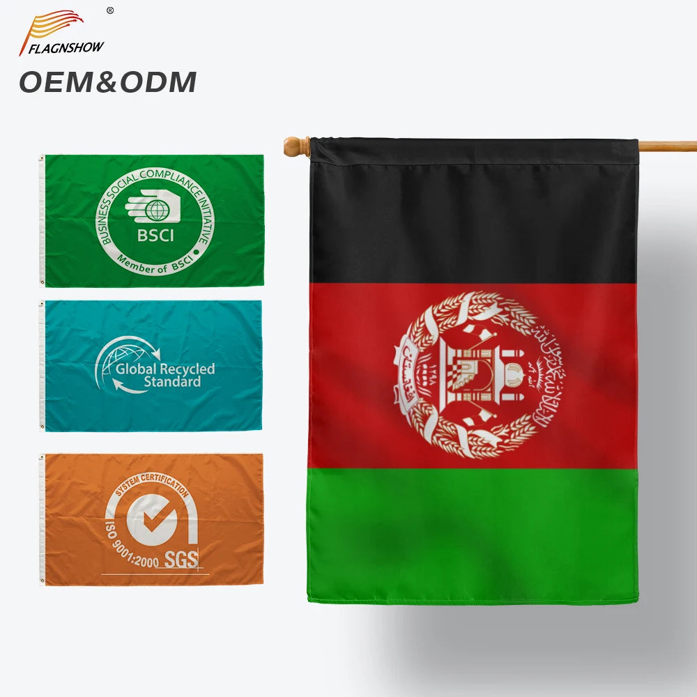 BOLISI Wholesale 100% Polyester Outdoor Decoration Waterproof 3x5FT Double Stitching Big Afghan Afghanistan Flag