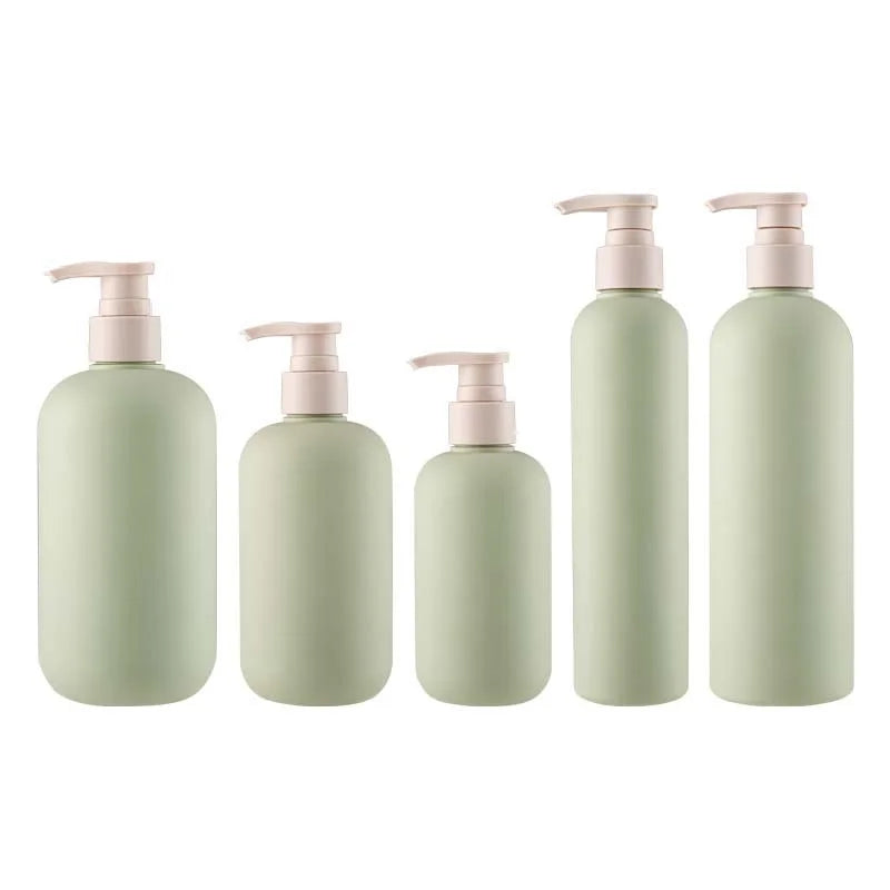 Green Plastic Lotion Bottle 200ml250ml300ml400ml500ml Eco Friendly PET Cosmetic Packaging Shampoo Shower Gel Refillable Bottle