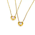 Fenny Fashion Jewelry's Waterproof 18K Gold Plated Stainless Steel Mini Heart Necklace for Women Pink Zircon Link Chain No Fade