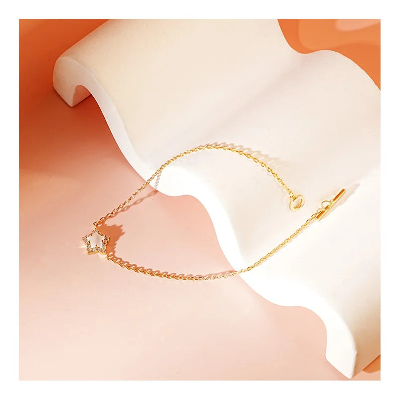 925 Sterling Silver Summer Hot OT Buckle Bracelet with Natural Gemstone Moonstone Star Jewelry Manufacture Gift