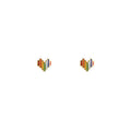 S925 Sterling Silver Trendy Mini Stud Earrings Delicate Statement Rainbow Heart Rhodium Plated Gold Anniversary Party Gift