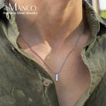EManco Fashion Trend Jewelry Waterproof Men Stainless Steel Long Chain Necklace Gold Bar Square Pendant Necklace for Men MegaBDM