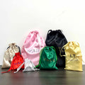 Custom Logo Printed Satin Underwear Lingerie Dust Gift Packaging Pouch Drawstring Soft Satin Hair Drawstring Bag