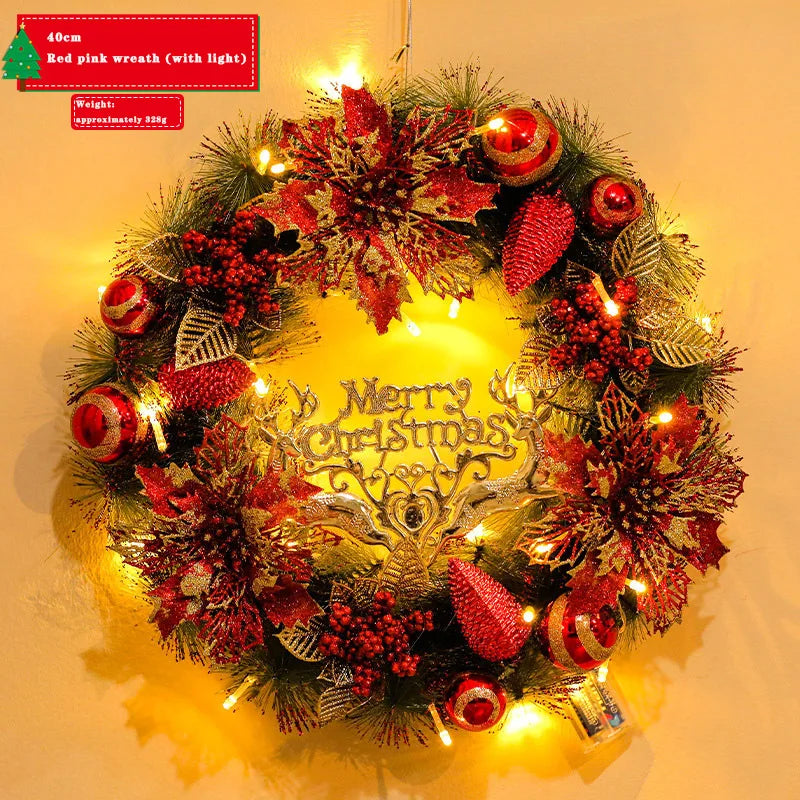 AYOYO Christmas Decorations Christmas Glowing Wreath Ornaments Placement Christmas Wreath  Decorative Ornaments