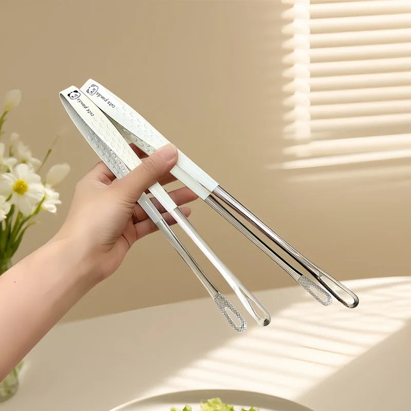 Stainless Steel Long Handle Food Tongs Food Grade Bread Clip for Kitchen Frying Grilling Barbecue Accessories