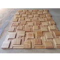 3D Solid Wood Mosaic Tile Wall Panel Decor Mosaico Tile Interior Design Restaurant Background Board Rubber Wood Beige Door Tile