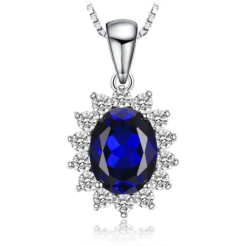 Cheap Gulf Navy Blue Zircon Statement Necklace R.GEM. Unisex Jewelry S925 Sterling Silver Classic Wedding Rhodium Plated Link