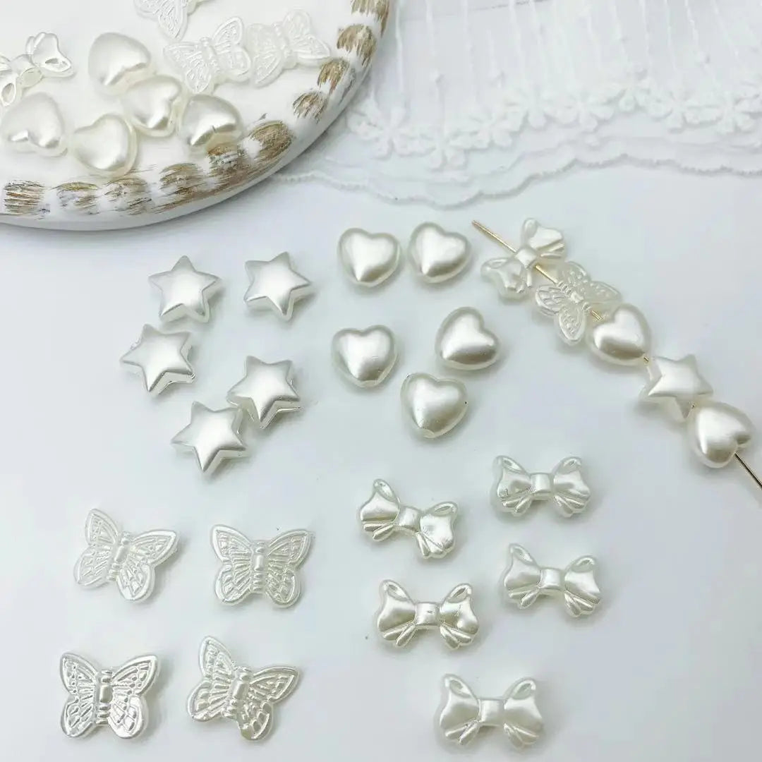 Hot Sale CJ Crystal Imitation Pearl Bow Heart Pentagram Shape High Quality Acrylic Beads Various Small Sizes Colorful for Diy