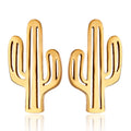 Simple Non Tarnish 18K Gold Silver Rose Plated Stainless Steel Small Cactus Stud Earrings Jewelry for Women