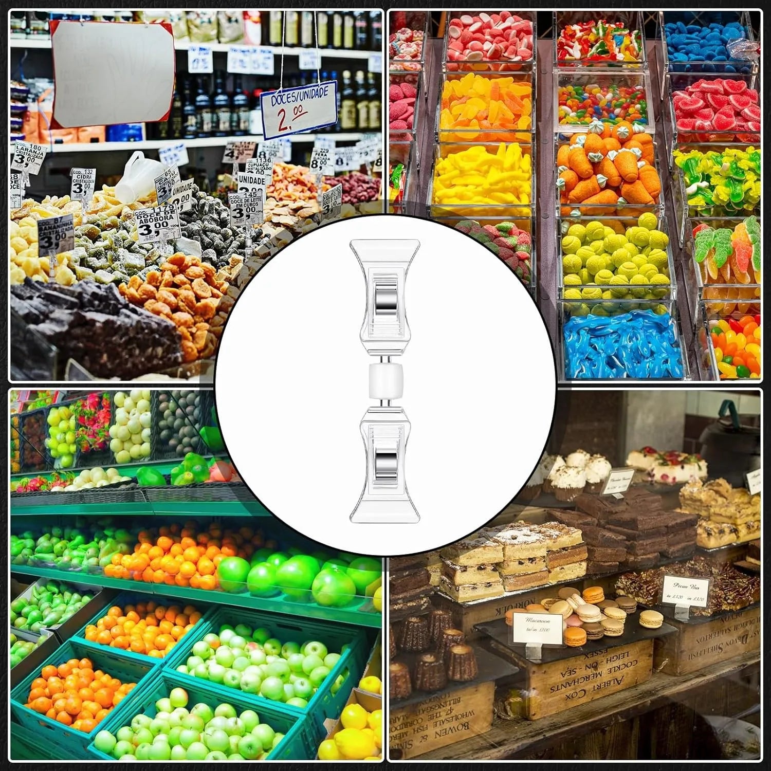 Double Sided Sign Clips Sign Display Grocery Hot Selling Promotion Display Price Holder Sign Clips Acrylic POP Holder