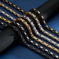 KALEN 4mm 6mm 8mm Stainless Steel Byzantine Chain Necklace