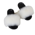 Colorful Fur slippers Women's Flat Bottom Fur Shoes Can Be Worn in All Seasons Fashionable Ladies Beach slippers Comfortable