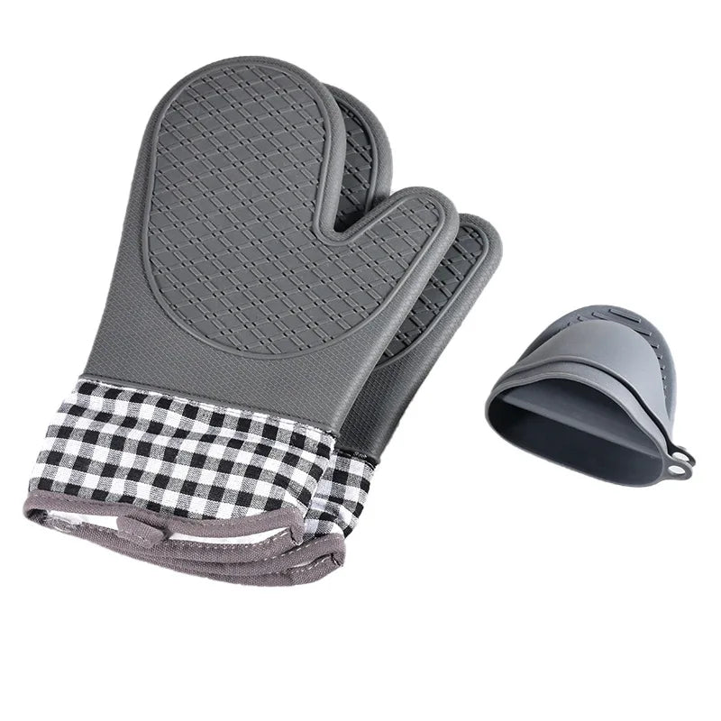 Oven Mitts and Kitchen Glove Sets Heat Resistant Silicone Heavy Duty Cooking Gloves and Mini Pinch Oven Mitt for Kitchen Baking
