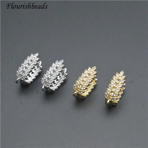 Wholesale Trendy Leaf Shape Brass Metal Gold Silver Plated Fine Earring Hook Clasps for Dangle Earring Making