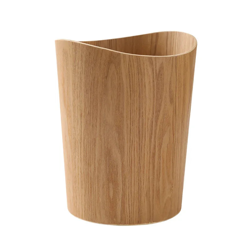 Nordic Japanese-Style Wooden Storage Basket Trash Can Office Paper Bin Without Lid