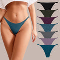 U324 Blue Traceless Ice Silk Breathable Laser Cutting Tangas Ladies Bikini Brazilian Seamless Thongs