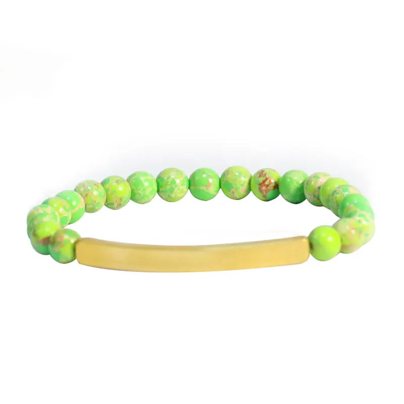 Carved Healing Stone Beaded Bracelet 100% Natural Gem 18K Gold Plated Stainless Steel Personalized Inspirational Bracelet
