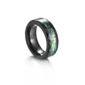8MM Wide Inlaid Black Mens Tungsten Carbide Emerald Ring