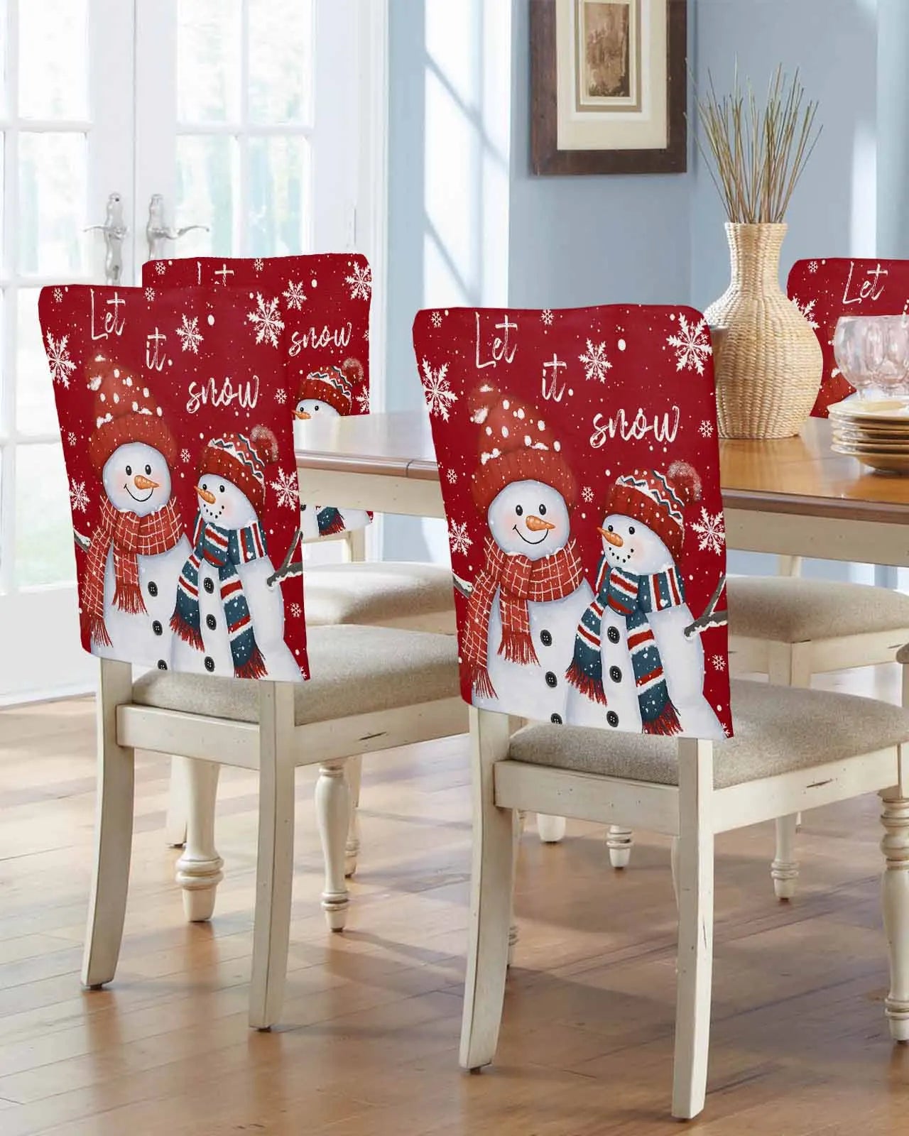 Christmas Dining Red Buffalo Plaid Trees Stretch Removable Washable Slipcover Chair Covers Protector for Dining Room Home Decor