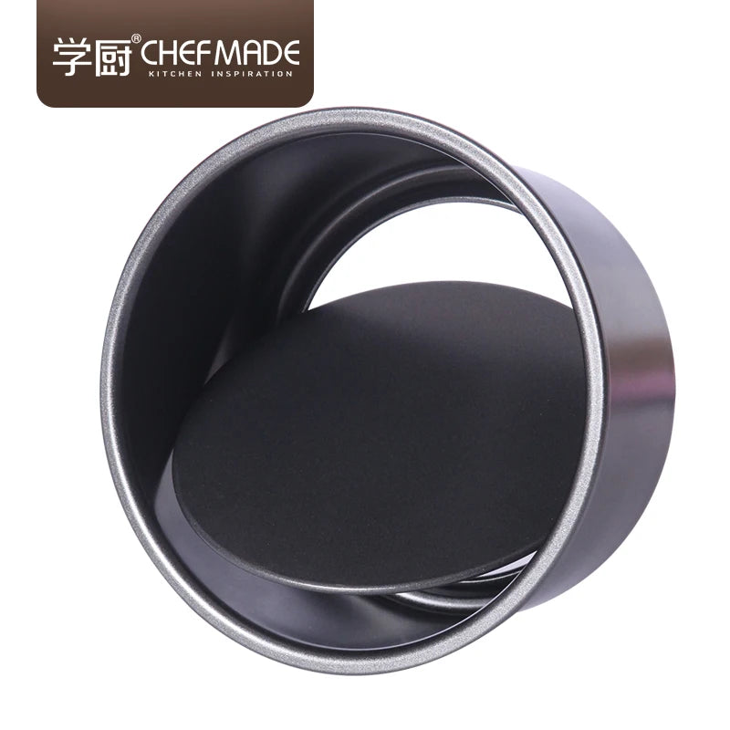 CHEFMADE 6inch Nonstick Carbon Steel Black Round Baking Mold Cake Pans With Removable Bottom