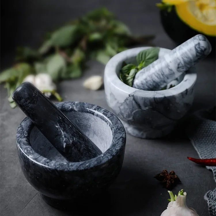 Nature Black Granite Mortars and Pestal Press Kitchenware 100% Natural Marble Stone Mortar With Pestle Set for Kitchen