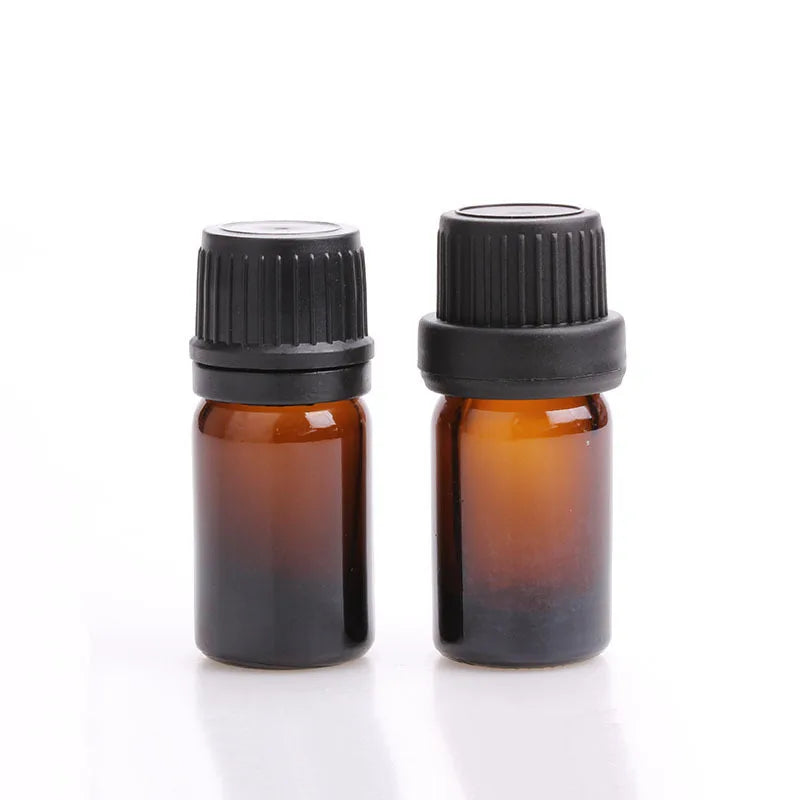 Wholesale Amber Clear Blue Round Shape Oil Dropper 5ml 10ml 15ml 20ml Essential Oil Amber Glass Bottle With Child-theft Cap