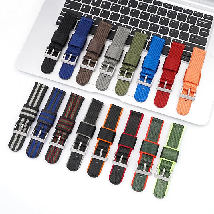 Custom Logo Sport Quick Release Strap 18mm 20mm 22mm 24mm Adjustable Nylon Strap for huawei Canvas Woven Polyester Watch Strap